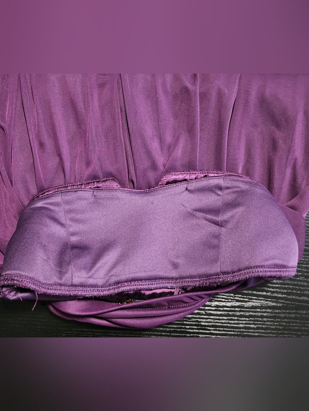 0179 Trixxi Plum Purple Strapless Chiffon Dress Med Y2K Rhinestone Formal Dance - Picture 5 of 11